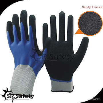 SRSAFETY 13G hizo punto el guante doble azul del nitrilo de la seguridad / los guantes de trabajo de la seguridad con el surtidor de China